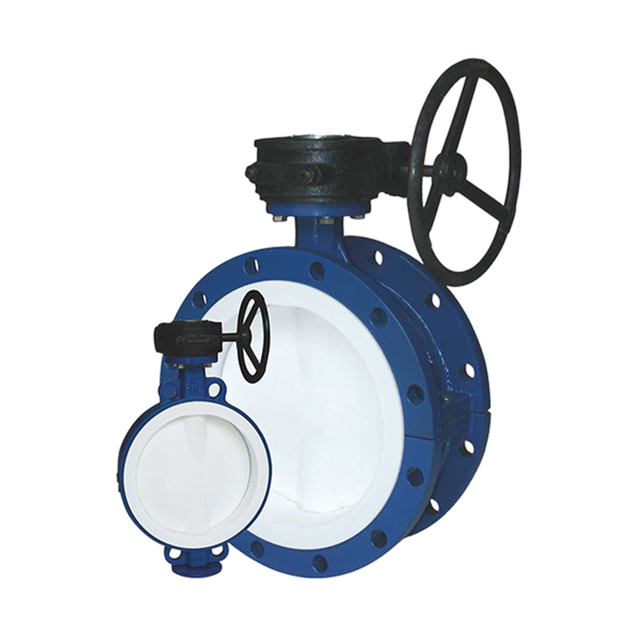 Flanged Turbine Manual Centerline Butterfly Valve with PTFE Anti-Corrosion Sealing